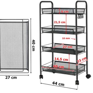 Alternative view of Regał na kółkach 4 poziomy Olden czarny