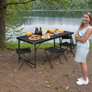 Alternative view of Zestaw turystyczny TRAMP kempingowy składany 120x60 cm black wood czarny