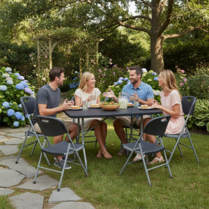 Alternative view of Zestaw cateringowy FETA BLACK 180 cm + 6 krzeseł BLACK