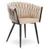 Krzesło welurowe plecione COFTON BLACK VELVET beżowe