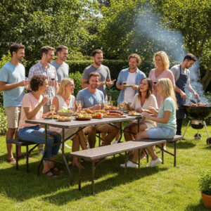 Alternative view of Zestaw cateringowy Woodland Brown stół + 2 ławki