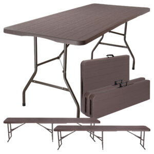 Zestaw cateringowy Woodland Brown stół + 2 ławki