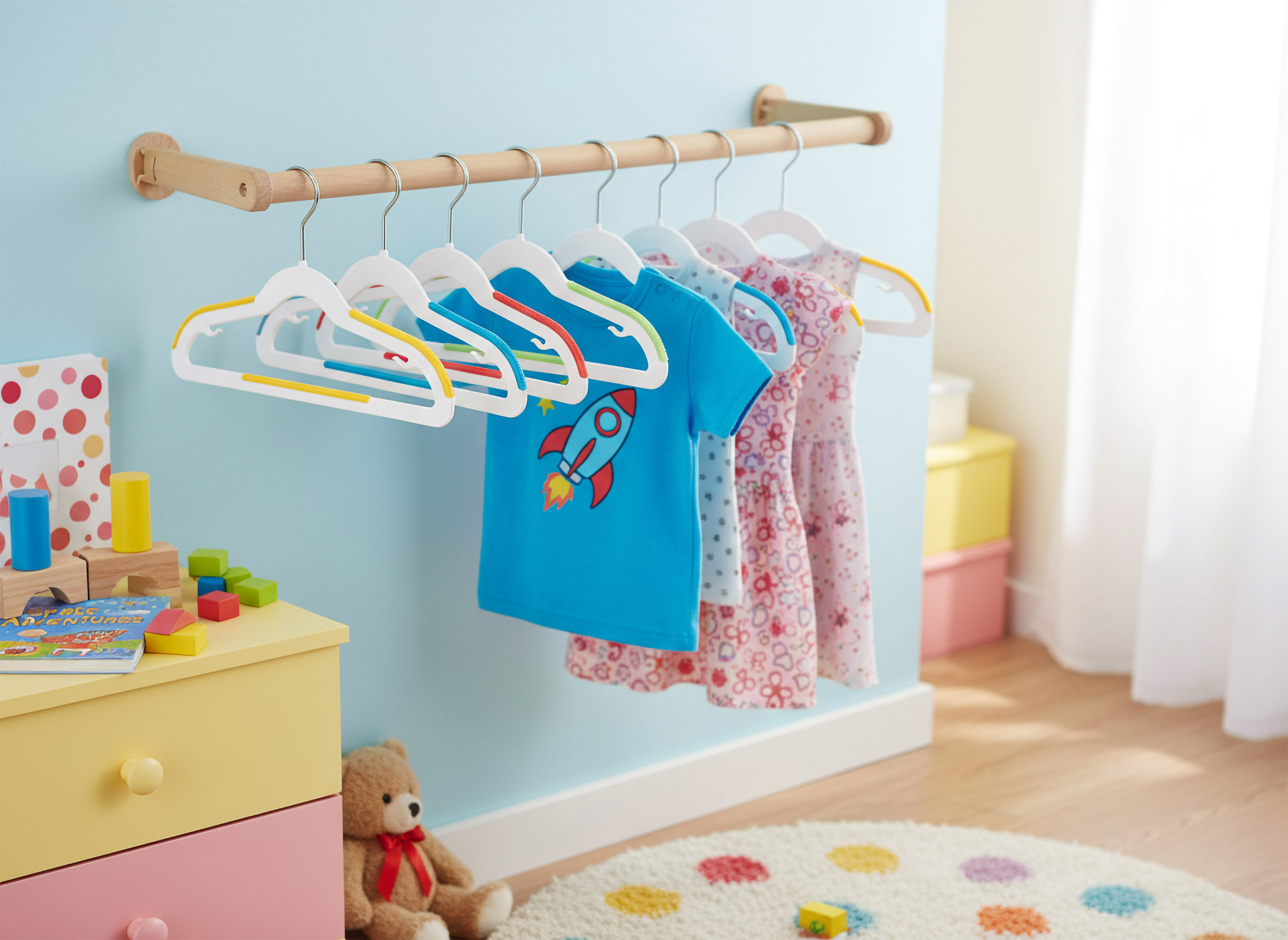 Wieszaki dziecięce KIDSI komplet 10 sztuk wielokolorowe - obrazek 4