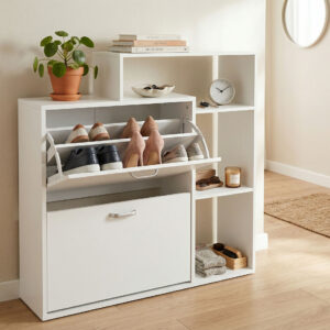 Alternative view of Szafka na buty z regałem ZEFIR white