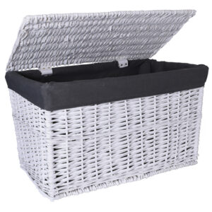 Kufer wiklinowy 76x46x46 cm - 160L - biało-szary