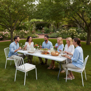 Alternative view of Stół cateringowy IMPRO składany w walizkę 240 cm biały