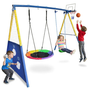 Plac zabaw AMICO 2 huśtawki kosz do gry