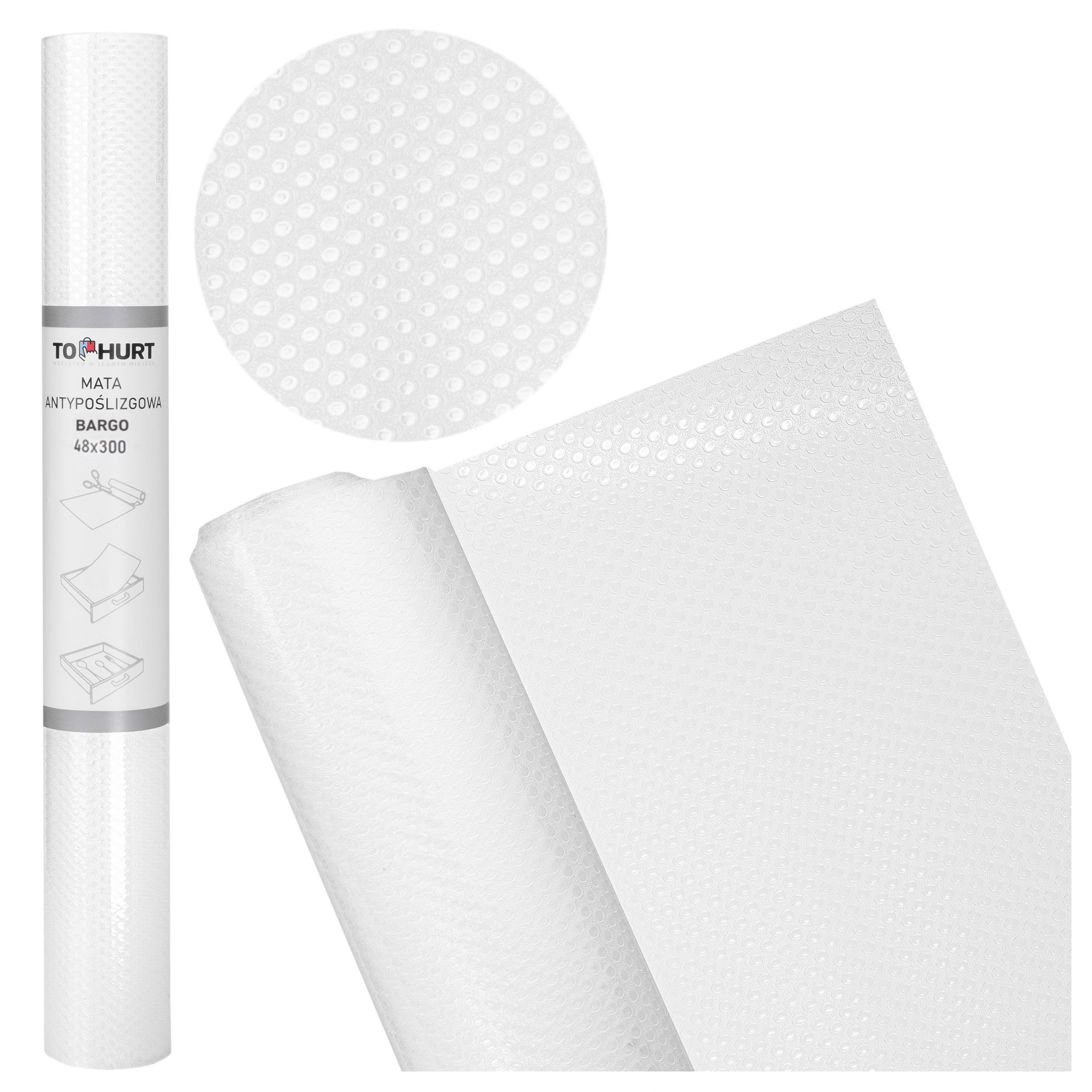 Mata antypoślizgowa do szuflad BARGO 48 x 300 cm biała
