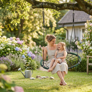 Alternative view of Huśtawka ogrodowa bocianie gniazdo BENJAMIN zielona 100 cm