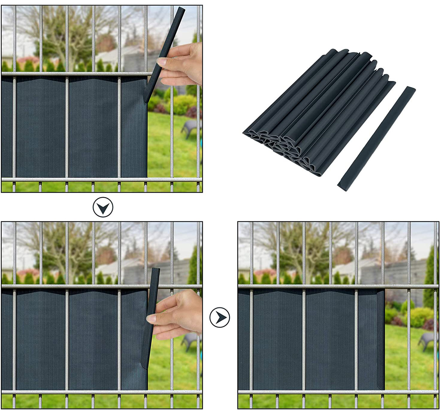 Klipsy do montażu taśmy ogrodzeniowej 450 g/m2 20 sztuk grafitowe - obrazek 3