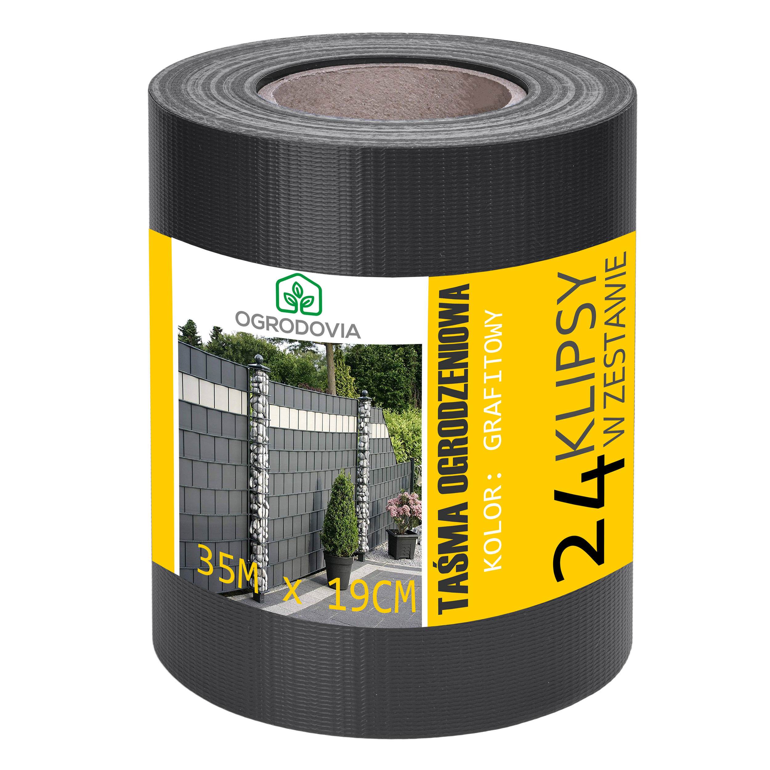 Taśma ogrodzeniowa 19cm X 35m grafitowa osłona - obrazek 6