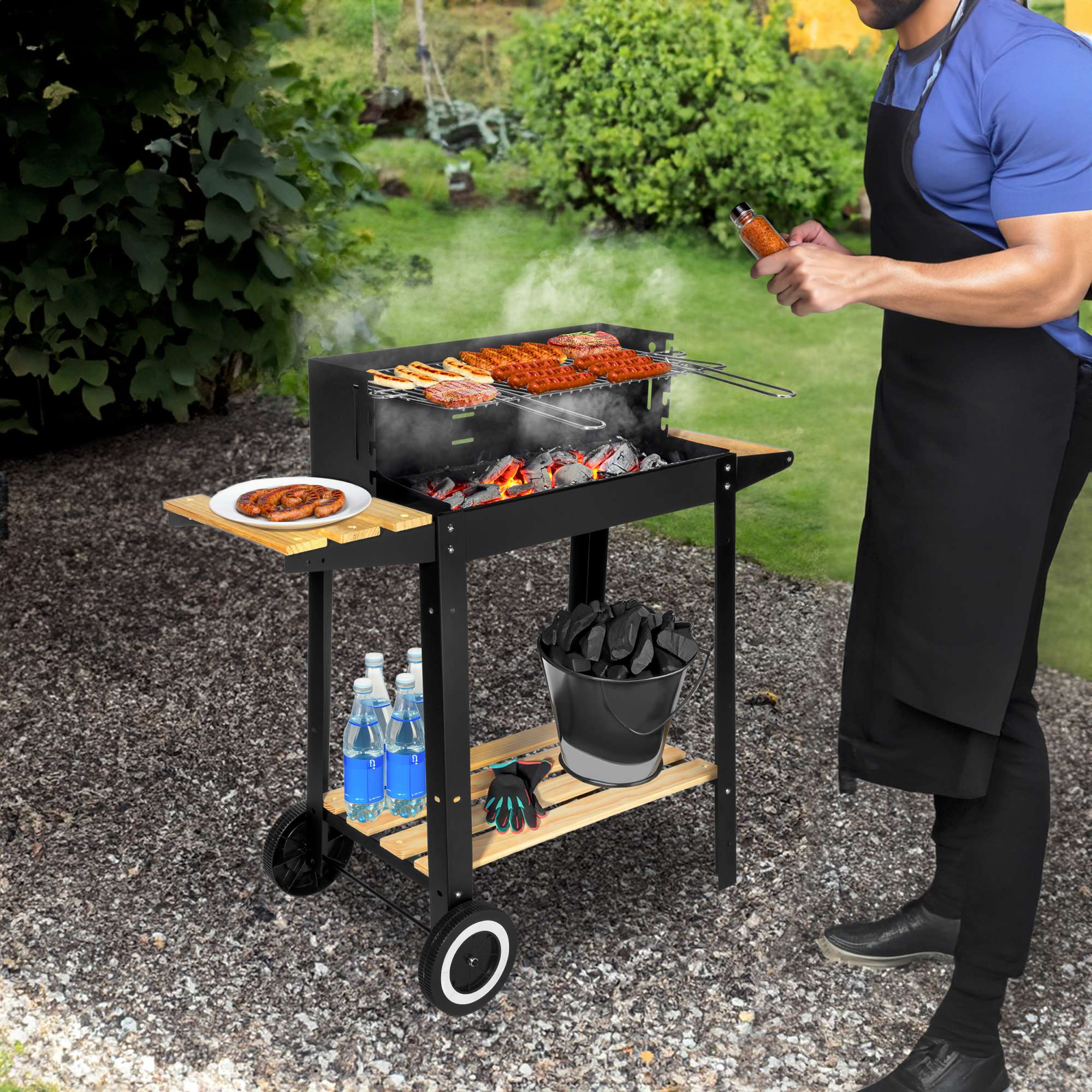 Grill węglowy ogrodowy PARIL na kółkach - obrazek 2