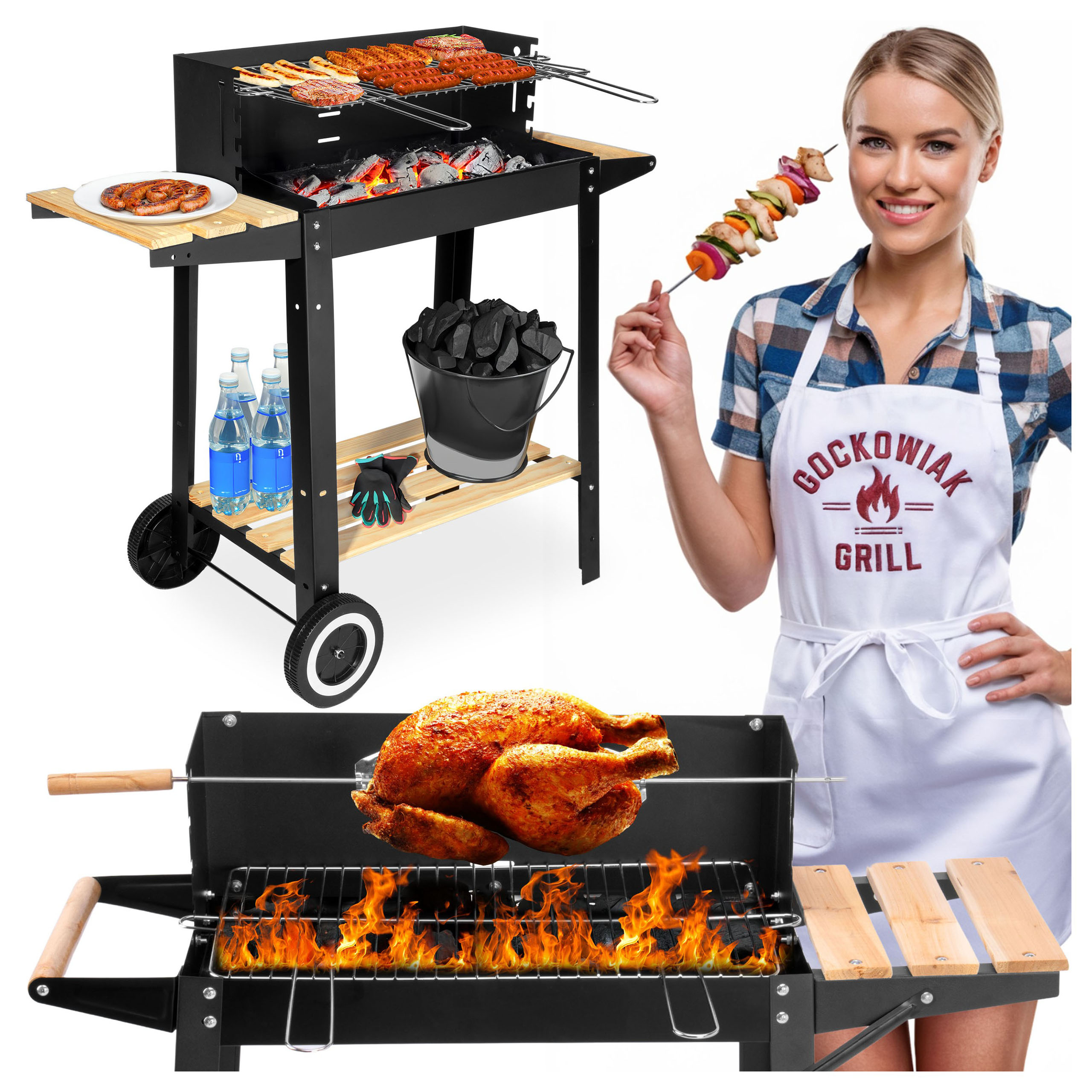 Grill węglowy ogrodowy PARIL na kółkach