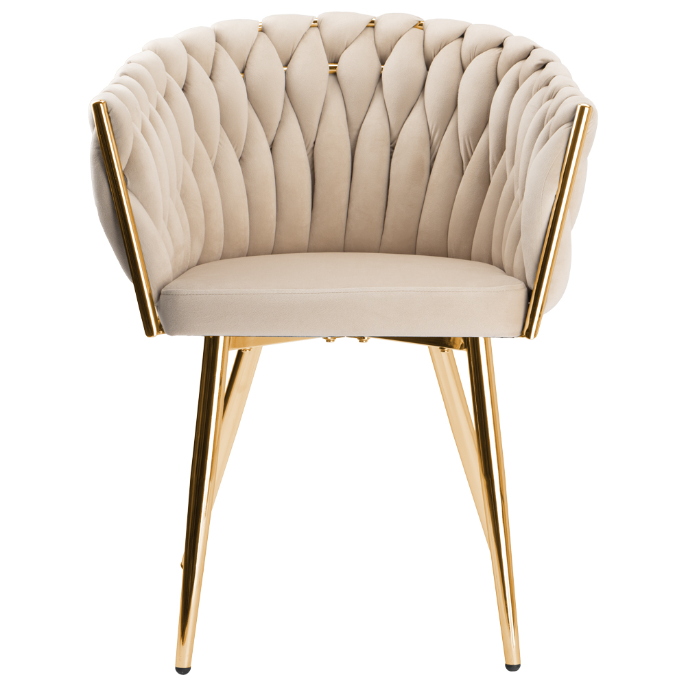Krzesło welurowe plecione COFTON gold VELVET beżowy - obrazek 5