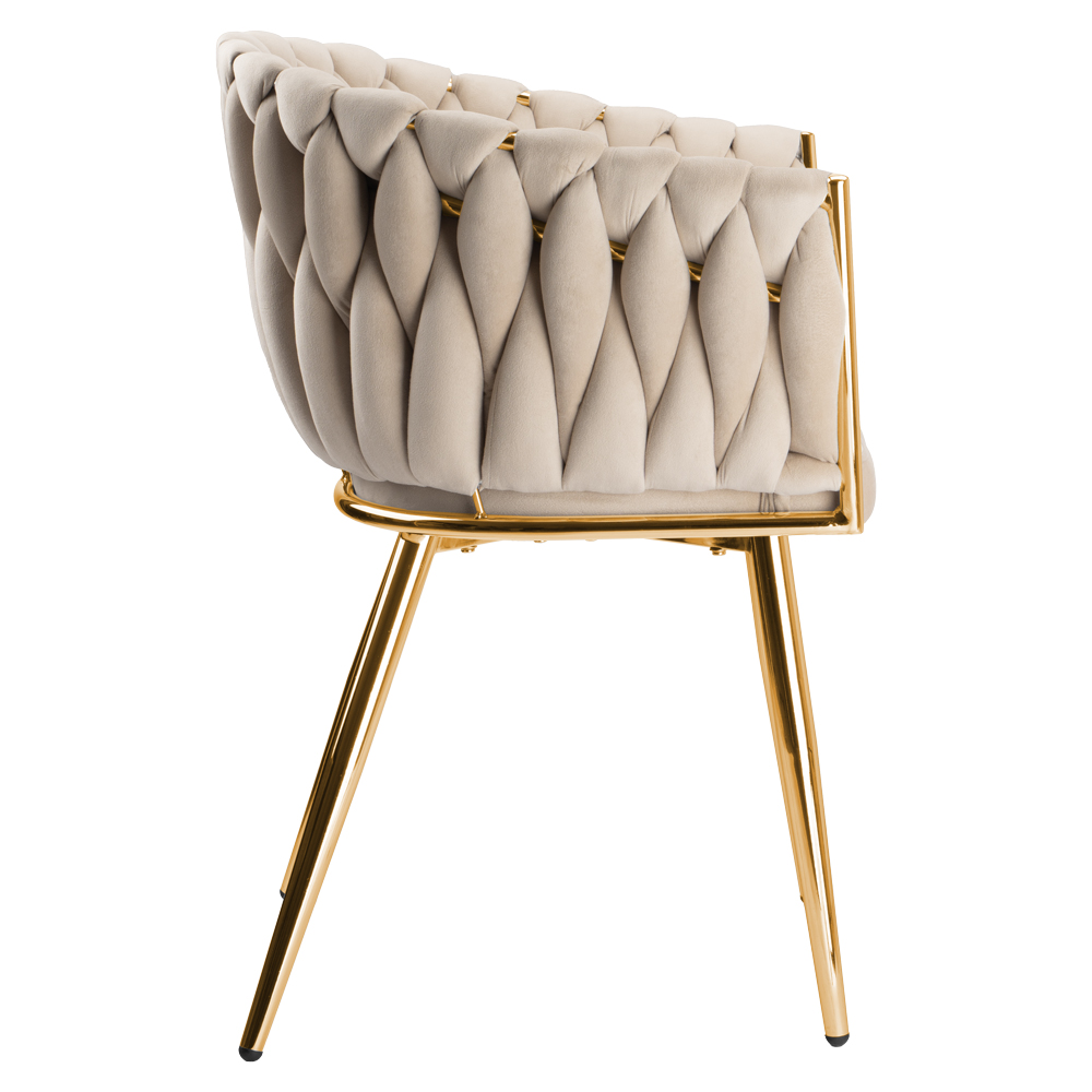 Krzesło welurowe plecione COFTON gold VELVET beżowy - obrazek 6