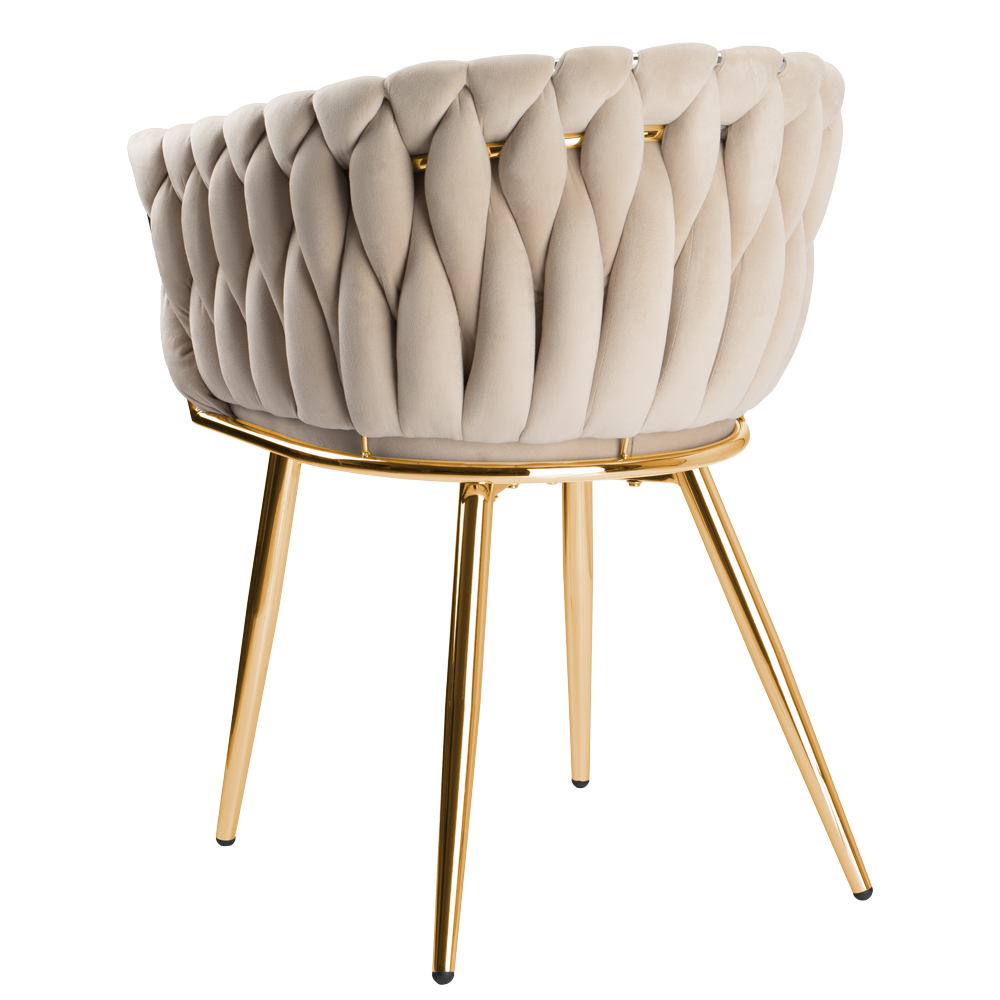 Krzesło welurowe plecione COFTON gold VELVET beżowy - obrazek 7