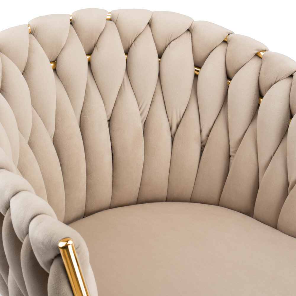 Krzesło welurowe plecione COFTON gold VELVET beżowy - obrazek 8