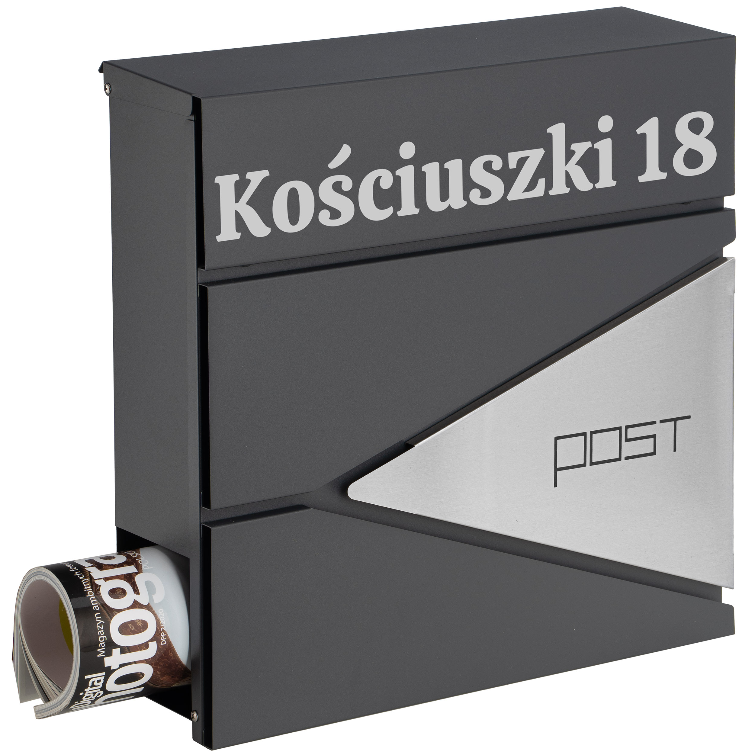Skrzynka pocztowa na listy Boris antracyt z napisami - obrazek 5