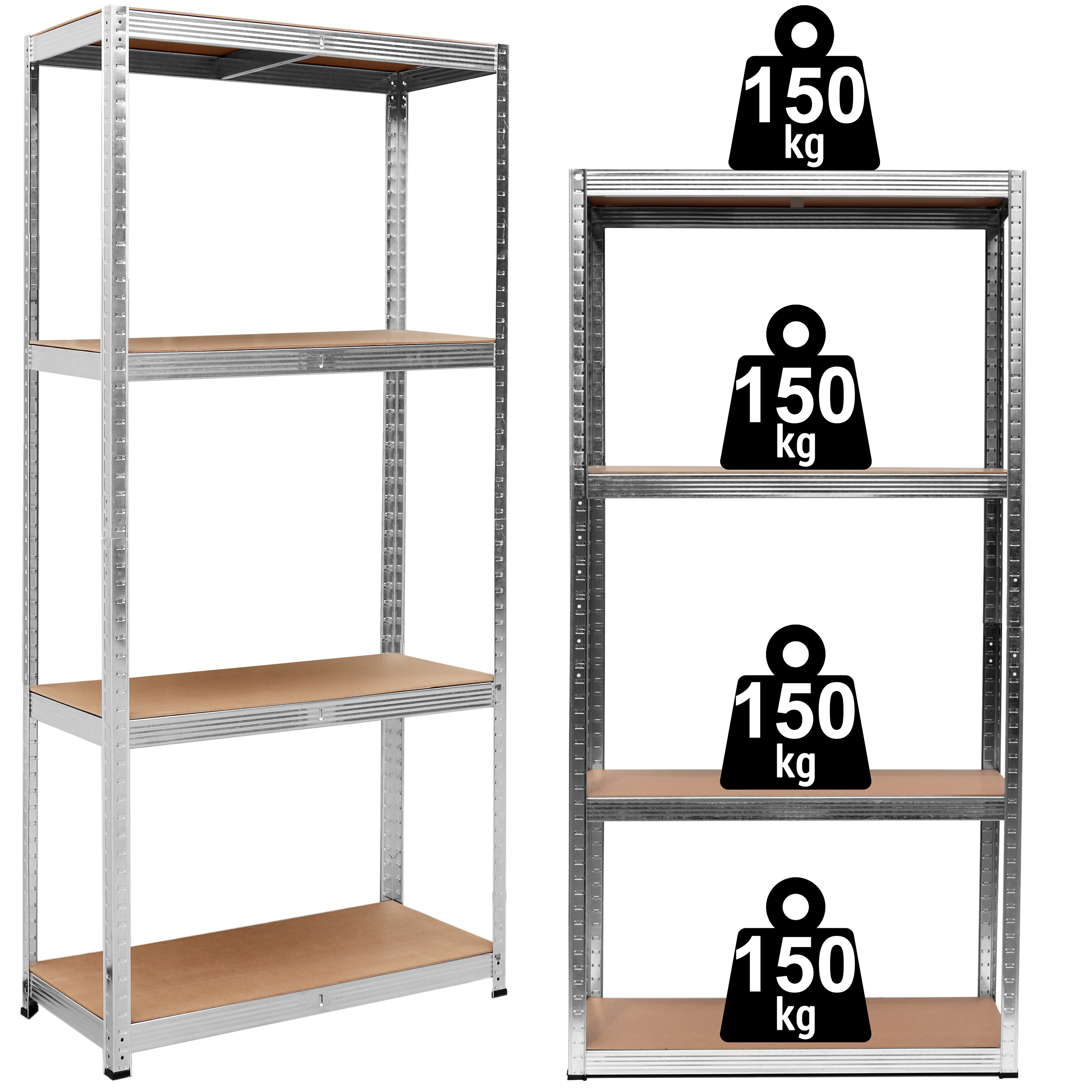Regał magazynowy 4 poziomy 174x80x40 150 kg srebrny - obrazek 6