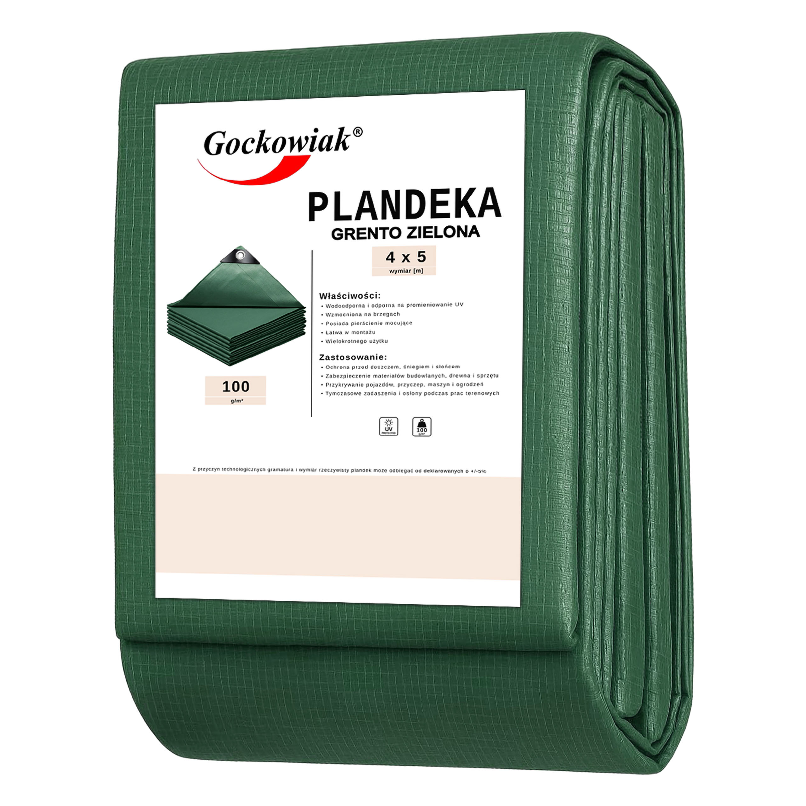 Plandeka 4x5m zielona GRENTO 100GSM - obrazek 4