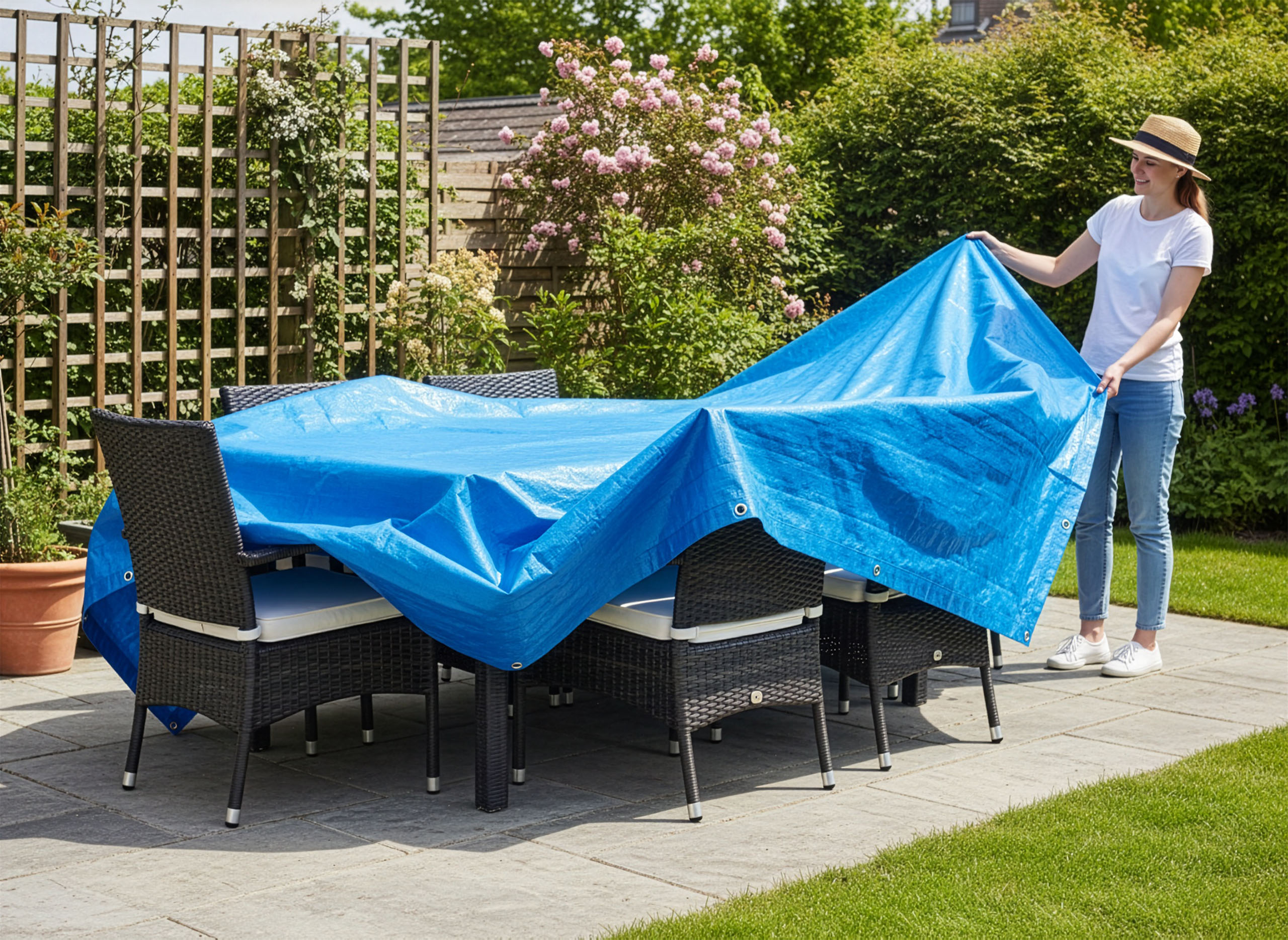 Plandeka 6x8m niebieska GRENTO 50GSM - obrazek 2